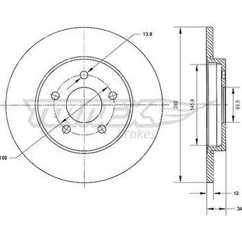 Brzdový kotouč Brzdový kotouč TOMEX Brakes TX 70-53