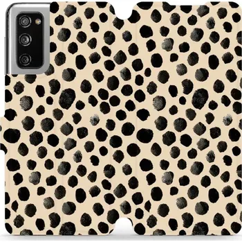 Pouzdro na mobilní telefon Flipové pouzdro Mobiwear - Samsung Galaxy S20 FE - VA50S Černé puntíky (Knížkové flip pouzdro, obal, kryt na mobil Samsung Galaxy S20 FE - VA50S Černé puntíky, materiál Umělá kůže + TPU - ochrana 360°, stojánek, silikonová vanička, magnetické zavírání)