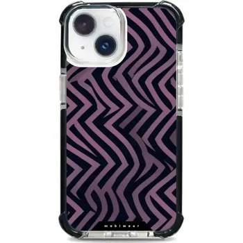 Pouzdro na mobilní telefon Odolný obal Mobiwear MagSafe Elite Bumper - Apple iPhone 14 - DA55D Fialové klikyháky (Odolný kryt, pouzdro, obal Mobiwear Elite Bumper na mobil Apple iPhone 14 - DA55D Fialové klikyháky, materiál Plast + TPU silikon + kov - zesílená ochrana telefonu,)