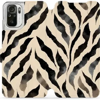 Pouzdro na mobilní telefon Flipové pouzdro Mobiwear - Xiaomi Redmi Note 10 / 10S - VA53S Zebří (Knížkové flip pouzdro, obal, kryt na mobil Xiaomi Redmi Note 10 / 10S - VA53S Zebří, materiál Umělá kůže + TPU - ochrana 360°, stojánek, silikonová vanička, magnetické zavírání)