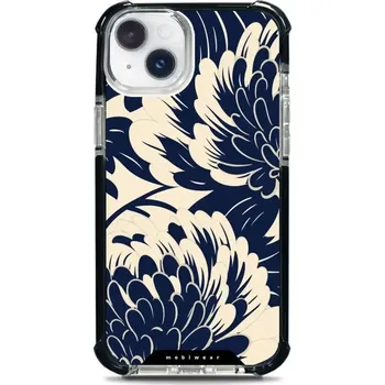 Pouzdro na mobilní telefon Odolný obal Mobiwear MagSafe Elite Bumper - Apple iPhone 14 Plus - DA40D Modré a béžové květy (Odolný kryt, pouzdro, obal Mobiwear Elite Bumper na mobil Apple iPhone 14 Plus - DA40D Modré a béžové květy, materiál Plast + TPU silikon + kov - zesílená ochra