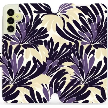 Pouzdro na mobilní telefon Flipové pouzdro Mobiwear - Samsung Galaxy A15 / A15 5G - VA47S Fialová flóra (Knížkové flip pouzdro, obal, kryt na mobil Samsung Galaxy A15 / A15 5G - VA47S Fialová flóra, materiál Umělá kůže + TPU - ochrana 360°, stojánek, silikonová vanička, magnetické)