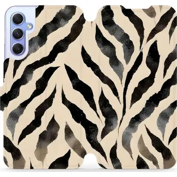 Pouzdro na mobilní telefon Flipové pouzdro Mobiwear - Samsung Galaxy A34 5G - VA53S Zebří (Knížkové flip pouzdro, obal, kryt na mobil Samsung Galaxy A34 5G - VA53S Zebří, materiál Umělá kůže + TPU - ochrana 360°, stojánek, silikonová vanička, magnetické zavírání)