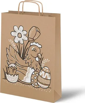 Dárková taška MFP Papírová taška velikonoční 5252767 22 x 28 x 10 cm slepička s kuřátky