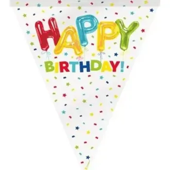 Vlaječková girlanda konfetová Happy Birthday 365 cm