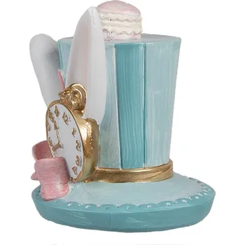 Bytová dekorace Dekorace modrý klobouk s králičíma ušima - 13*11*12 cm