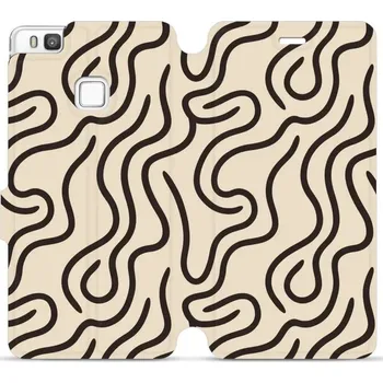 Pouzdro na mobilní telefon Flipové pouzdro Mobiwear - Huawei P9 Lite - VA60S Linky (Knížkové flip pouzdro, obal, kryt na mobil Huawei P9 Lite - VA60S Linky, materiál Umělá kůže + TPU - ochrana 360°, stojánek, silikonová vanička, magnetické zavírání)