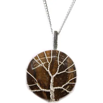 Souprava šperků AWM, Ltd, S3 8AL Indický náhrdelník Strom života z drahého kamene - Tygří Oko