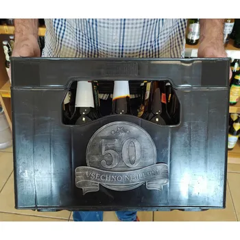 Dárkový potravinový koš Dárek k padesítinám - přepravka plná piva (věk si zvolte)