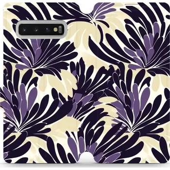 Pouzdro na mobilní telefon Flipové pouzdro Mobiwear - Samsung Galaxy S10 Plus - VA47S Fialová flóra (Knížkové flip pouzdro, obal, kryt na mobil Samsung Galaxy S10 Plus - VA47S Fialová flóra, materiál Umělá kůže + TPU - ochrana 360°, stojánek, silikonová vanička, magnetické zavírání