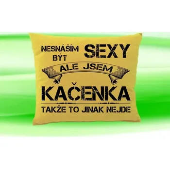 Dekorativní polštářek Polštář se jménem KAČENKA Béžový (polštářek nesnáším být sexy ale jsem ???)