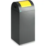 Nádoba na odpad, z ocelového plechu, samozhášecí, 60 litrů, šedá, žlutá klapka pro vhazování