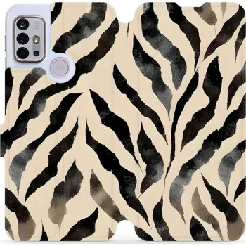 Pouzdro na mobilní telefon Flipové pouzdro Mobiwear - Motorola Moto G10 - VA53S Zebří (Knížkové flip pouzdro, obal, kryt na mobil Motorola Moto G10 - VA53S Zebří, materiál Umělá kůže + TPU - ochrana 360°, stojánek, silikonová vanička, magnetické zavírání)