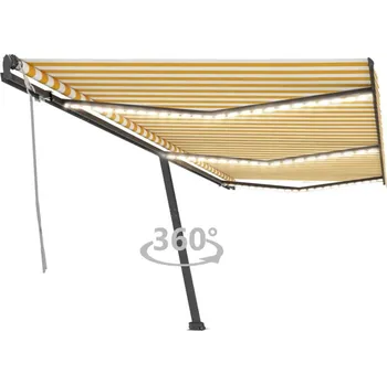 Markýza vidaXL Ručně zatahovací markýza s LED světlem 600 x 300 cm [3069801] Barva: Žluto-bílá