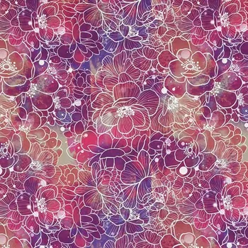 Šatovka N6205 barevná, bílý květinový motiv, š.150