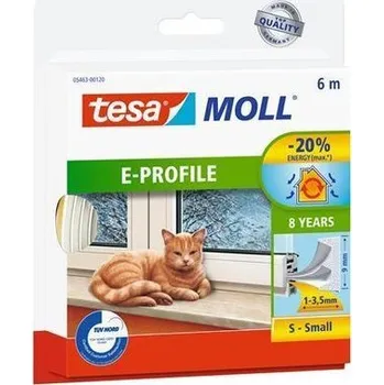 Těsnění do okna a dveří Gumové těsnění "tesamoll® E profil 5463", bílá, 9 mm x 6 m, TESA