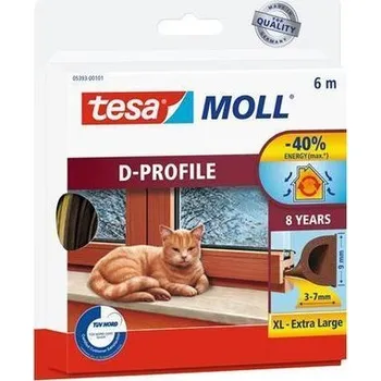 Těsnění do okna a dveří Gumové těsnění "tesamoll® D profil 5393", hnědá, 9 mm x 6 m, TESA