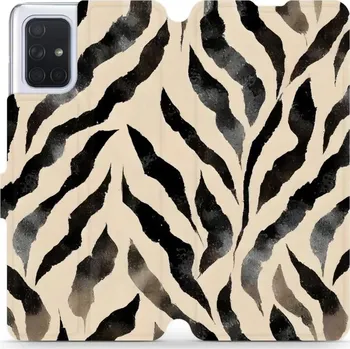 Pouzdro na mobilní telefon Flipové pouzdro Mobiwear - Samsung Galaxy A71 - VA53S Zebří (Knížkové flip pouzdro, obal, kryt na mobil Samsung Galaxy A71 - VA53S Zebří, materiál Umělá kůže + TPU - ochrana 360°, stojánek, silikonová vanička, magnetické zavírání)