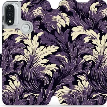 Pouzdro na mobilní telefon Flipové pouzdro Mobiwear - Motorola Moto E20 - VA46S Fialové rostliny (Knížkové flip pouzdro, obal, kryt na mobil Motorola Moto E20 - VA46S Fialové rostliny, materiál Umělá kůže + TPU - ochrana 360°, stojánek, silikonová vanička, magnetické zavírání)