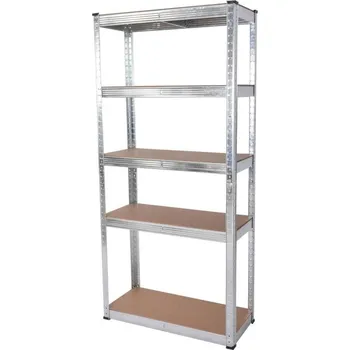 Dílenský regál Otevřený policový regál vysoký, kovový pozinkovaný rám, 70x150x30 cm