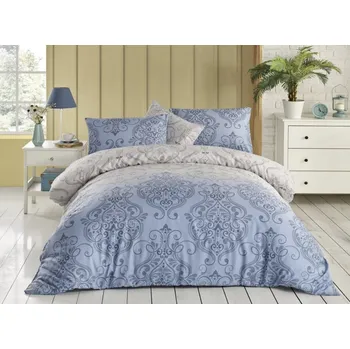 Povlečení Povlečení bavlněné Sarah Modrá TiaHome 1x Polštář 90x70cm, 1x Přikrývka 140x200cm