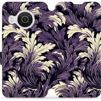 Pouzdro na mobilní telefon Flipové pouzdro Mobiwear - Nokia X20 - VA46S Fialové rostliny (Knížkové flip pouzdro, obal, kryt na mobil Nokia X20 - VA46S Fialové rostliny, materiál Umělá kůže + TPU - ochrana 360°, stojánek, silikonová vanička, magnetické zavírání)