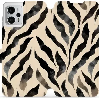 Pouzdro na mobilní telefon Flipové pouzdro Mobiwear - Motorola Moto G23 - VA53S Zebří (Knížkové flip pouzdro, obal, kryt na mobil Motorola Moto G23 - VA53S Zebří, materiál Umělá kůže + TPU - ochrana 360°, stojánek, silikonová vanička, magnetické zavírání)