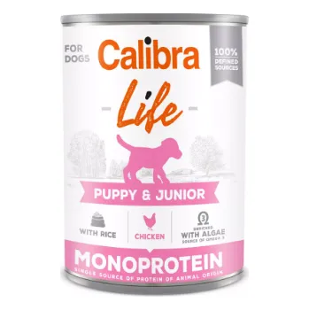 Krmivo pro psa Calibra Dog Life konzerva Puppy&Junior Monoprotein Chicken with rice 6x400g