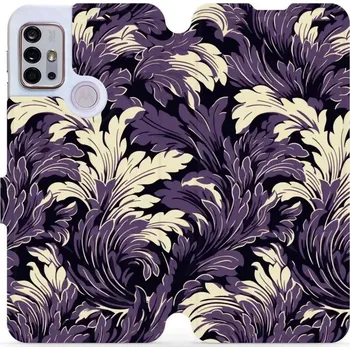 Pouzdro na mobilní telefon Flipové pouzdro Mobiwear - Motorola Moto G10 - VA46S Fialové rostliny (Knížkové flip pouzdro, obal, kryt na mobil Motorola Moto G10 - VA46S Fialové rostliny, materiál Umělá kůže + TPU - ochrana 360°, stojánek, silikonová vanička, magnetické zavírání)