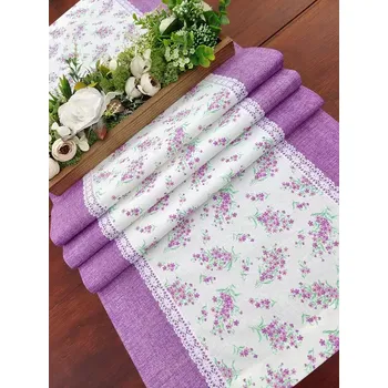 ubrus Běhoun - pomněnky v kombinaci s fialovou