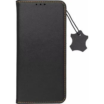 Elegantní kožené flip pouzdro Forcell Leather na mobil Apple iPhone 15 Pro - černé (Flipové knížkové kožené vyklápěcí pouzdro Forcell Leather na mobilní telefon Apple iPhone 15 Pro černé)