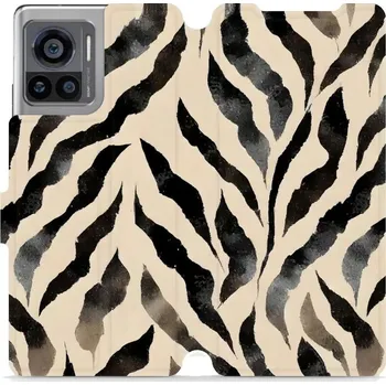Pouzdro na mobilní telefon Flipové pouzdro Mobiwear - Motorola Edge 30 Ultra - VA53S Zebří (Knížkové flip pouzdro, obal, kryt na mobil Motorola Edge 30 Ultra - VA53S Zebří, materiál Umělá kůže + TPU - ochrana 360°, stojánek, silikonová vanička, magnetické zavírání)