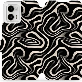 Pouzdro na mobilní telefon Flipové pouzdro Mobiwear - Motorola Moto G73 5G - VA63S Vlnky a linky (Knížkové flip pouzdro, obal, kryt na mobil Motorola Moto G73 5G - VA63S Vlnky a linky, materiál Umělá kůže + TPU - ochrana 360°, stojánek, silikonová vanička, magnetické zavírání)