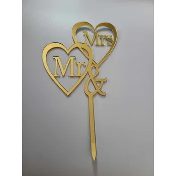 Dortová svíčka Loranc Zápich na dort - Srdíčka Mr & Mrs