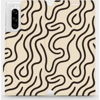 Pouzdro na mobilní telefon Flipové pouzdro Mobiwear - Sony Xperia 5 - VA60S Linky (Knížkové flip pouzdro, obal, kryt na mobil Sony Xperia 5 - VA60S Linky, materiál Umělá kůže + TPU - ochrana 360°, stojánek, silikonová vanička, magnetické zavírání)