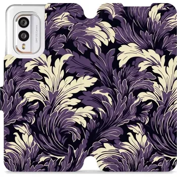 Pouzdro na mobilní telefon Flipové pouzdro Mobiwear - Nokia X30 5G - VA46S Fialové rostliny (Knížkové flip pouzdro, obal, kryt na mobil Nokia X30 5G - VA46S Fialové rostliny, materiál Umělá kůže + TPU - ochrana 360°, stojánek, silikonová vanička, magnetické zavírání)