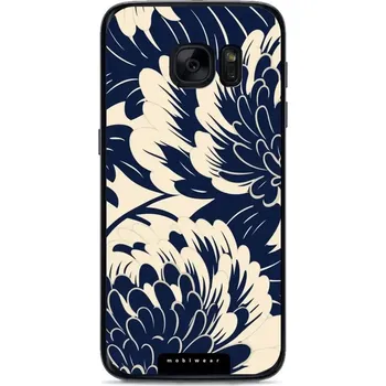 Lesklý kryt Mobiwear Glossy - Samsung Galaxy S7 - GA40G Modré a béžové květy (Prémiové lesklé pouzdro, obal, kryt Mobiwear Glossy na mobil Samsung Galaxy S7 - GA40G Modré a béžové květy, materiál Plast + TPU silikon - krytí po všech stranách, neošoupateln