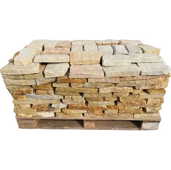 Přírodní kámen Přírodní štípaný pískovec DORA tl.30 mm, kyklopský řádkový obklad (tl. 30 mm, rozměr 10-40 cm - POVRCH 1 X ŘEZANÝ)