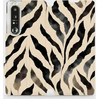 Pouzdro na mobilní telefon Flipové pouzdro Mobiwear - Sony Xperia 1 III - VA53S Zebří (Knížkové flip pouzdro, obal, kryt na mobil Sony Xperia 1 III - VA53S Zebří, materiál Umělá kůže + TPU - ochrana 360°, stojánek, silikonová vanička, magnetické zavírání)