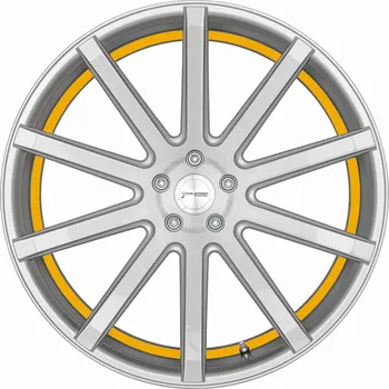 Alu kolo Corspeed DEVILLE Stříbrná broušená / žlutý lem 10,5×22" 5×112 ET 30