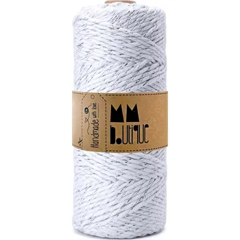 Příze MMboutique bavlněná šňůra na macramé Single twist 3mm 100m Silvery white