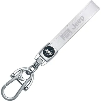 JEEP přívěsek na klíče, klíčenka, bílá kůže