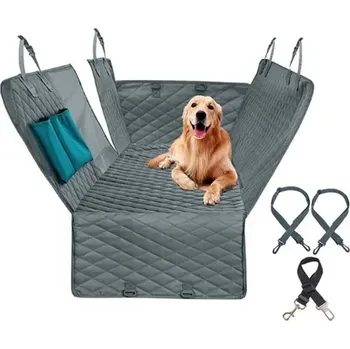 Pelíšek pro psa Multifunkční ochranný potah/podložka do auta pro psy - s kapsami a přední síťkou (143x153 cm) Barva: Šedá
