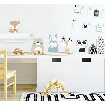 Samolepící dekorace INSPIO Samolepky do dětského pokoje - Zvířátka, velikost 90 x 40 cm, 9053f