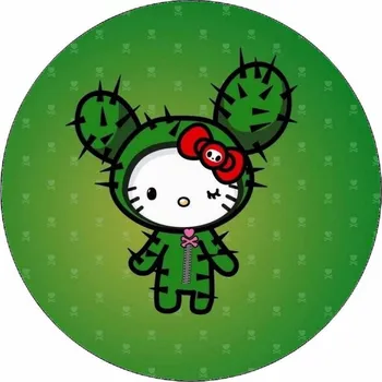 Jedlá dekorace na dort Jedlý papír Hello Kitty v kaktusovém kostýmu 19,5 cm