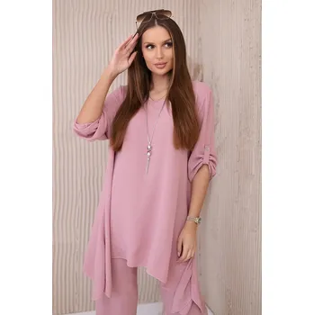 Sada halenky + kalhot s přívěskem pudrově růžová UNI