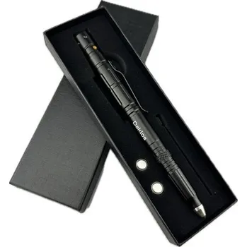 Taktické pero ARDO na sebeobranu a přežití, propiska, nožík, rozbíječ okna, svítilna - matná černá