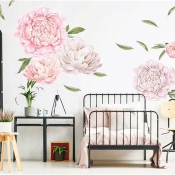 Samolepící dekorace INSPIO Samolepky na zeď - Světle růžové pivoňky velké, velikost 90 x 160 cm, 3679bf