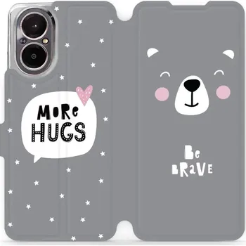 Pouzdro na mobilní telefon Flipové pouzdro Mobiwear - Realme C67 - MH06P Be brave - more hugs (Knížkové flip pouzdro, obal, kryt na mobil Realme C67 - MH06P Be brave - more hugs, materiál Umělá kůže + TPU - ochrana 360°, stojánek, silikonová vanička, magnetické zavírání)