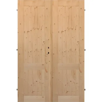 Interiérové dveře Palubkové dveře dvoukřídlé č.11 (šíře 180cm) (Masivní smrkové dveře)